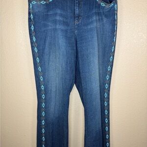 Ralph Lauren Blue Embroidered Flare Jeans